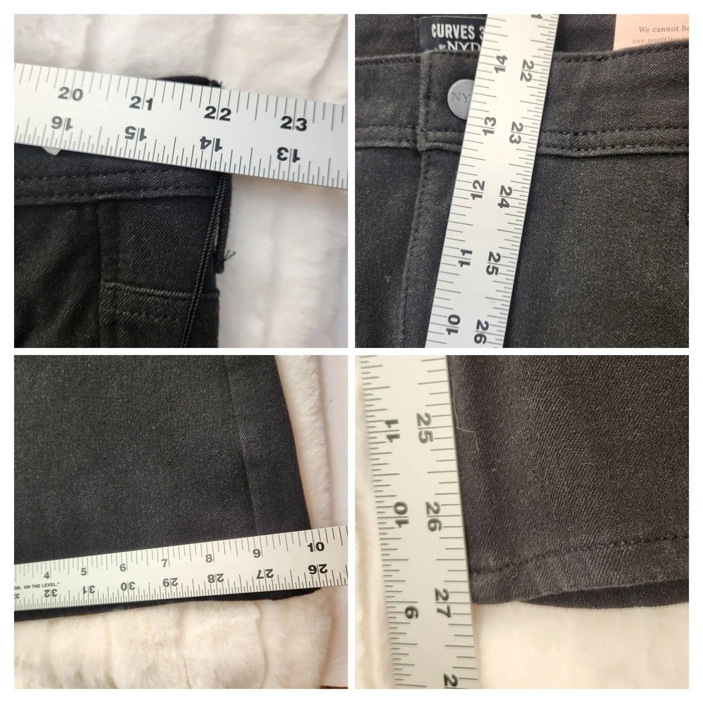 NEW NYDJ Curves 360‎ Shape Crop Kick Flare Jeans Black Size 24 Stretch Denim NWT